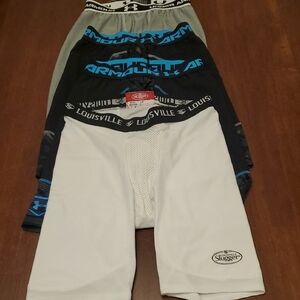 4 Pair Of Mens Sliding Shorts (3 Under Armour And 1 Louisville Slugger)